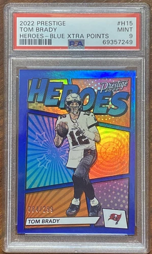 2022 Prestige Tom Brady Heroes - Blue Xtra Points /299 PSA 9