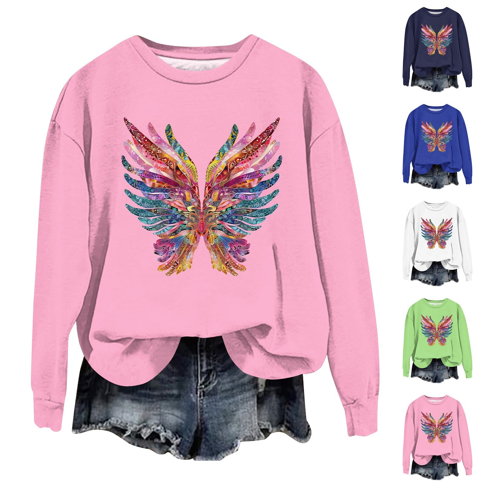 Sweater for Women 2024 Trendy Cute Floral Long Sleeve O-Neck Sweatshirt Pullover-image