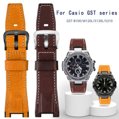 26*14mm Leather Watch Band Strap For Casio GST-S100G S110 S130L W100G Bracelet