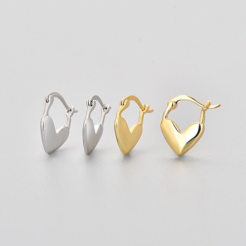 Women's Silver Gold Plated Heart Huggie Hoop Earrings Gift
