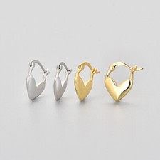 Women Girl Silver Gold Plated Heart Small Hoop Huggie Earrings Gift A4