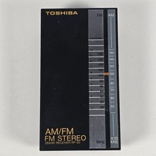 Vintage Toshiba RP-20 AM/FM Stereo Portable Receiver Black Retro Radio Tested