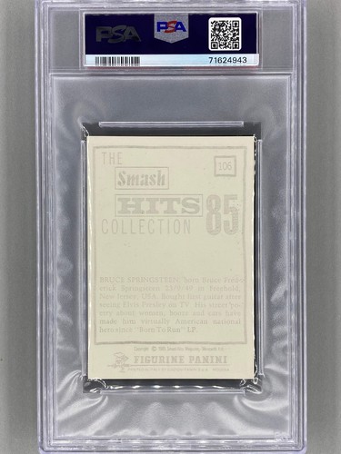 1985 Panini #106 Bruce Springsteen Smash Hits Collection PSA 7 Pop 6 (Music) - Picture 2 of 2