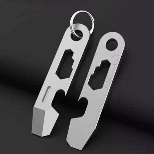 Mini Portachiavi in Lega di Titanio Pry Bar EDC Crowbar Opener Outdoor Multi Tools - Foto 4 di 10