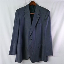 Hart Schaffner Marx 46L Blue Woven Wool Blazer Suit Sport Coat Jacket