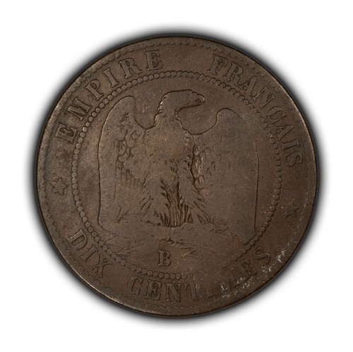 1856-B France 10 Centimes - Strong Detail - Counterstamp Pears Soap - Z5109 - Picture 3 of 6