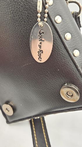 VINTAGE SOUL OF THE ROSE BLACK LEATHER HANDMADE Purse Shoulder Bag SKULL CROSS - Picture 21 of 23
