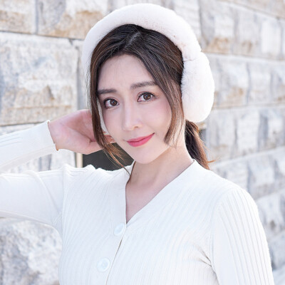 Women Men Real Rex Rabbit Fur Earmuffs Protection Winter Thick