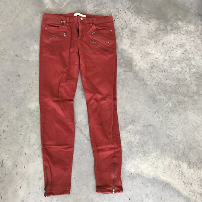 Zara Basic Department Dept. Womens Red Zippered Skinny Denim Jeans Size 6 |  eBay