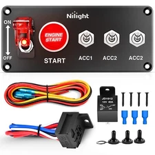 Nilight Ignition Switch Panel 12V 5 in 1 Rocker Switch with Engine Push Button