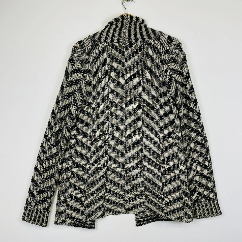 Cárdigan Suéter Ripcurl Beige Negro Chevron Abierto Grueso Tejido Para Mujer Pequeño Foto 4 de 4