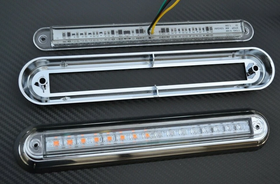 4X 24V Kombination Leuchten Chrom-LED Stopp 3 Funktionen für LKW BUS Anhänger - Bild 4 von 4