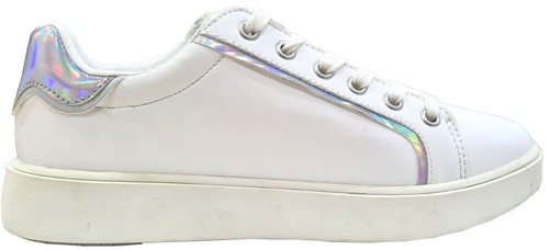 Guess Mely White Iridescent Womens Leather Trainers - Picture 3 of 4