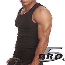 PRO 5 MENS BLACK A-SHIRTS COTTON UNDER SHIRT WIFE BEATER SM-3X