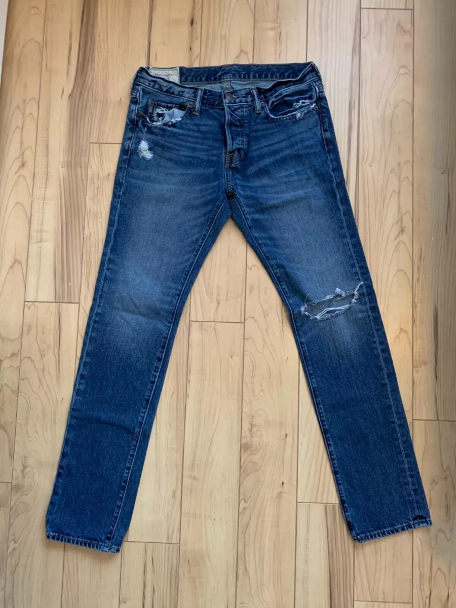 Abercrombie Fitch mens Skinny Jeans size 31x32 Med Destroyed wash 100 cotton