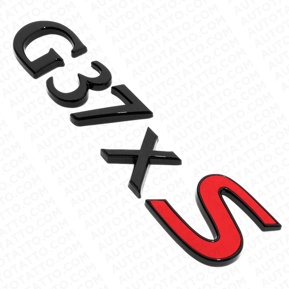 Placa de identificación con emblema de letra de maletero trasero automático negro brillante para G37xs Foto 2 de 3