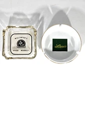 Vintage Ashtrays (2) Lot ,  Waltmyer's Food Market & Lew's Steak House