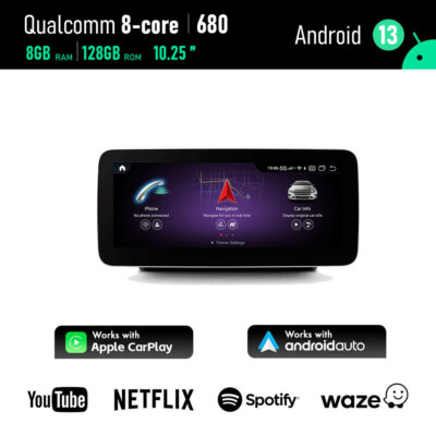 10.25'' Android 13 Autoradio Carplay Screen Für Mercedes C GLC V W205 Navi 128G