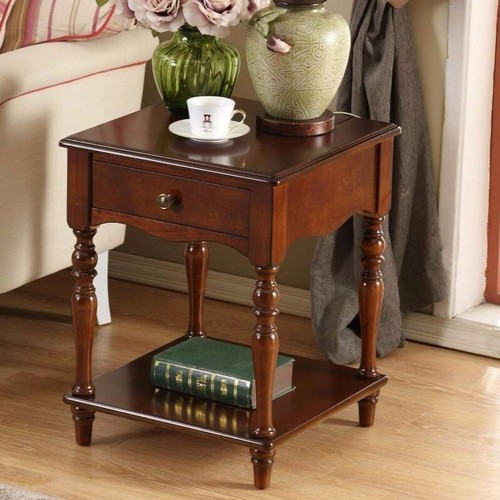 Antique side table vintage Bedside Tables 2 Drawers cabinet sofa end ...