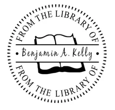 FROM THE LIBRARY OF Custom Round Embosser with Name Shiny EZ-Seal Hand Held