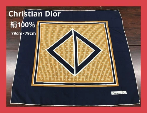 Authentique foulard Christian Dior 100% soie logo CD marque 79 x 79 cm femme du Japon