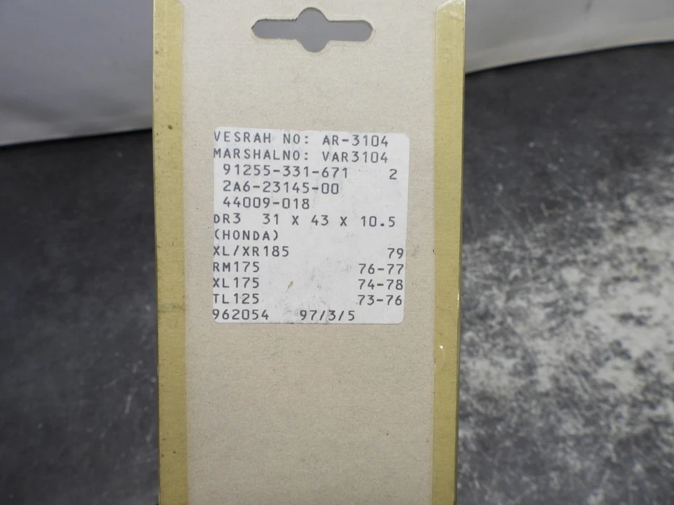 Sellos de horquilla Vesrah AR-3104 31x43x10,5 para Honda XL/XR185 TL125 XL175 #2 2899 Foto 4 de 4
