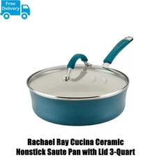 Rachael Ray Cucina Ceramic Nonstick Saute Pan with Lid 3-Quart