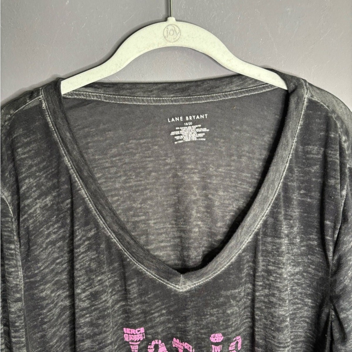 Lane Bryant Dark Gray Janis Joplin V Neck Tee 18/20 View 5