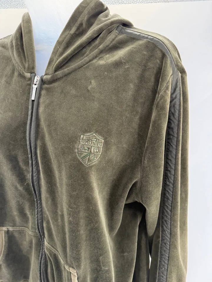 Chaqueta deportiva Ralph Lauren Active verde oliva con escudo de terciopelo para mujer cremallera completa XLarge Foto 4 de 4