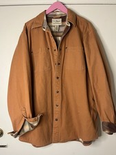 Vintage 90s L.L. Bean barn jacket chore coat tan Orange Plaid Lining unisex
