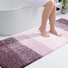 OLANLY Bathroom Runner Rugs Mat 70x24, Extra Soft Absorbent 70" X 24", Mauve