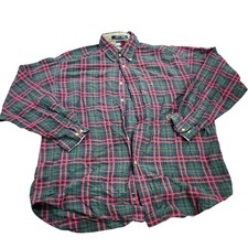 Vintage Tommy Hilfiger Plaid Button Up Shirt Mens Large Green Red 90s