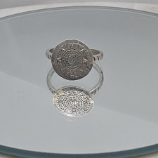Vintage Mexican 950 Silver Aztec Sun Stone Calendar Statement Ring Taxco Era
