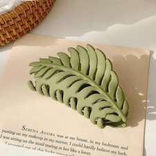 Hair Clip, 1Pc Green Leaf-shaped Hair Clip with Many Teeth, Big Claw Clips, 3.5