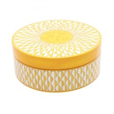 HERMES Soleil d'Hermès Caja MM Vajilla Madera Lacada SS Amarillo Blanco Usado u...