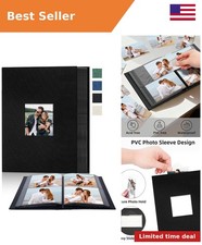 4x6 Slip In Photo Album Holds 200 Pockets Cloth Cover Black