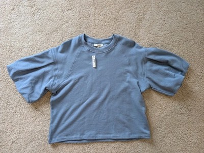 Madewell Sweater Womens Size Small Blue Balloon Sleeve Cropped NWT