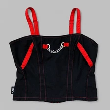 Royal Bones Daang Goodman Crop Top Large Black Chain Zip Back Streetwear Goth