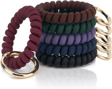 6PCS Wristlet Keychain, Colorful Spiral Coil Hair Tie for Women, Sauna Accessari