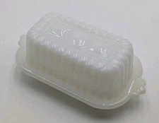 1950'S Hazel Atlas White Milk Glass Half 1/4 Stick Butter Dish & Lid Vtg