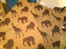 OLD PIECE OF CLOTH CRAFT UPHOLSTERY MATERIAL SAFARI ELEPHANT LION GIRAFFE