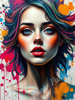 Foto A4 Portrait Frau Schönheit Kunst Farben Poster Kunstdruck Wandbild (4494)
