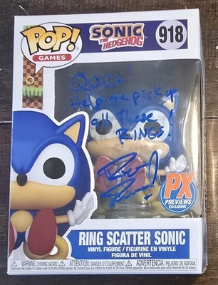 Ryan Drummond signed Ring Scatter Sonic Games Funko Pop #918 with Quick! Help me
