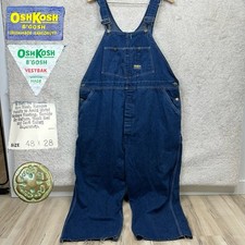 Vintage 70s OshKosh Bgosh Vestbak Sanforized Union Denim USA Blue Overalls 48x28