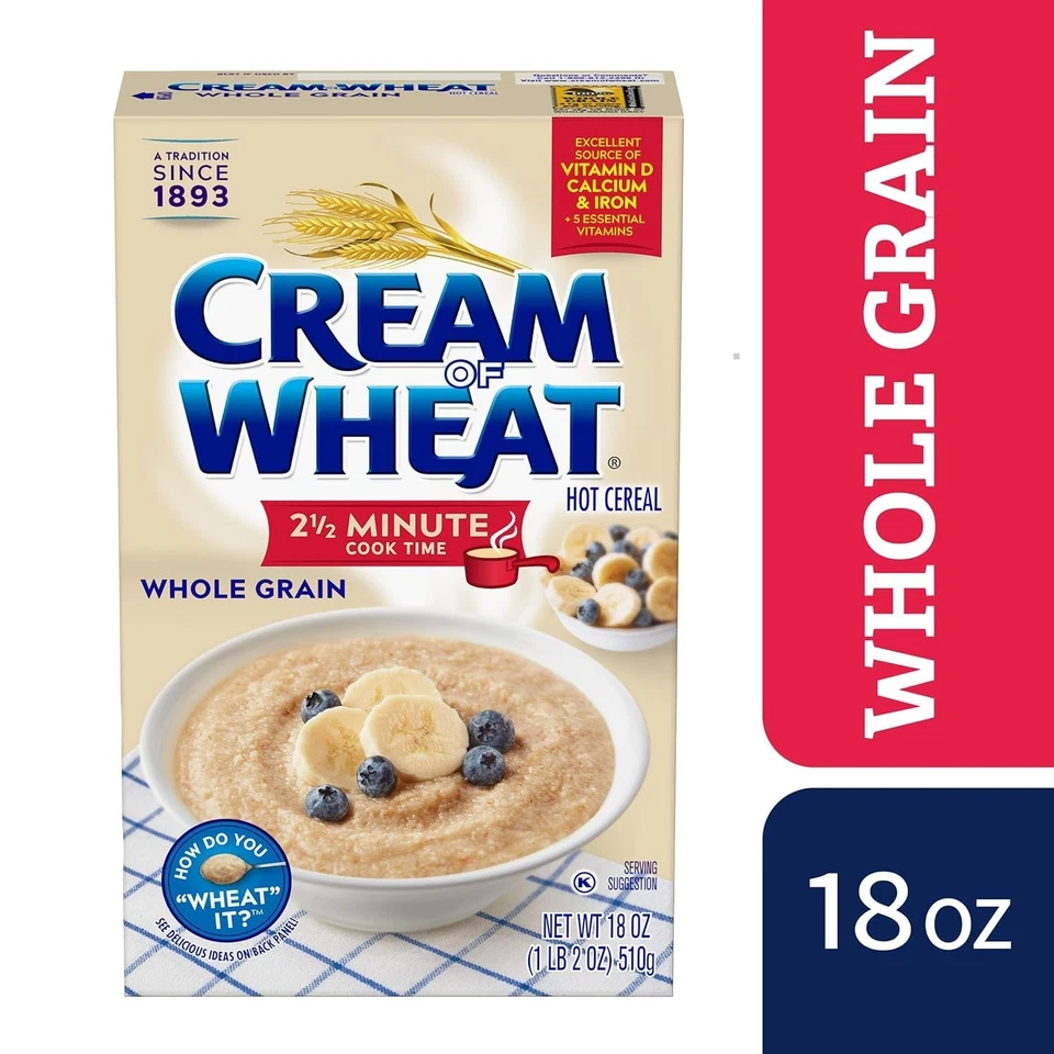 Crema de trigo cereal caliente integral 2,5 min cocina 18 oz paquete de 12 kosher Foto 4 de 4