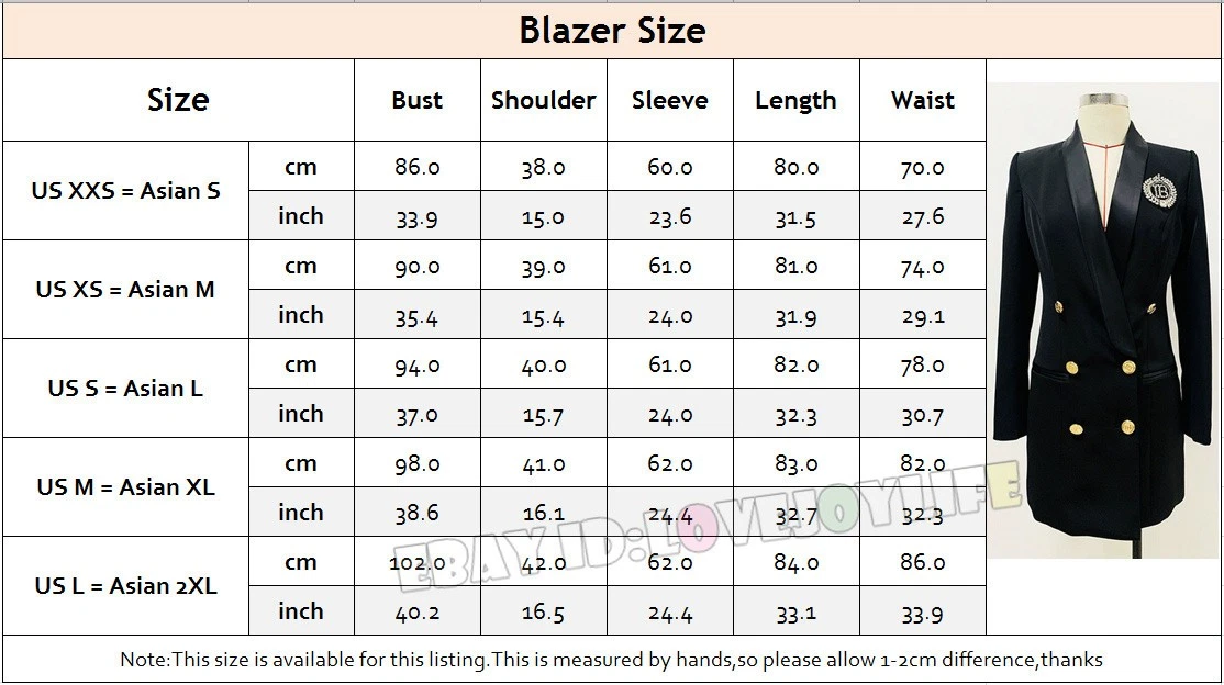 Women Double Breasted Mini Blazer Dress Gold Buttons Casual Long Suit Jacke Coat - Picture 7 of 21