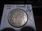 Canada 1951 ND - 50 Cent half dollar Canadian Coin - 80% Silver