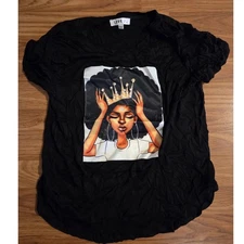 Girls Black Crown Blouse with Pearl Accent - junior Medium