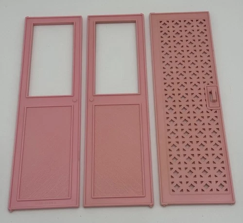 Vintage 1985 Barbie A-Frame Dream House Pink Set (3) Doors Lattice Replacement