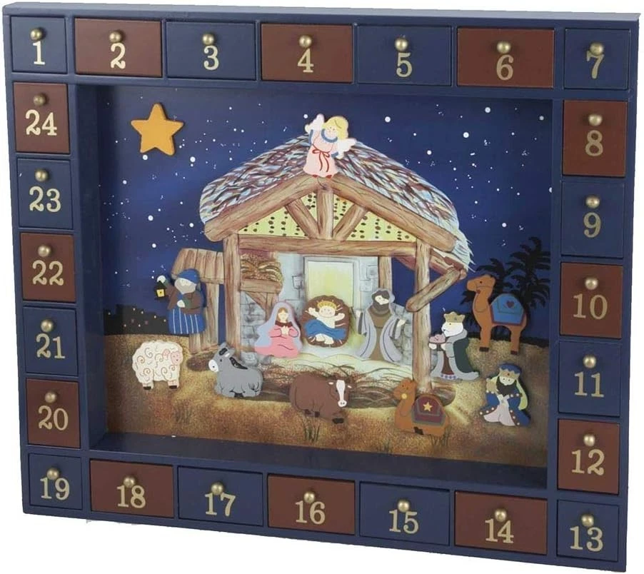 Kurt Adler Nativity Advent Calendar with Magnetic Pieces - Image 2 of 3